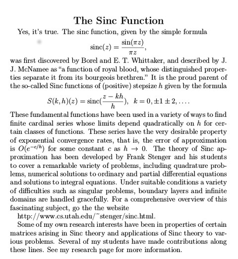 Sinc Function Page
